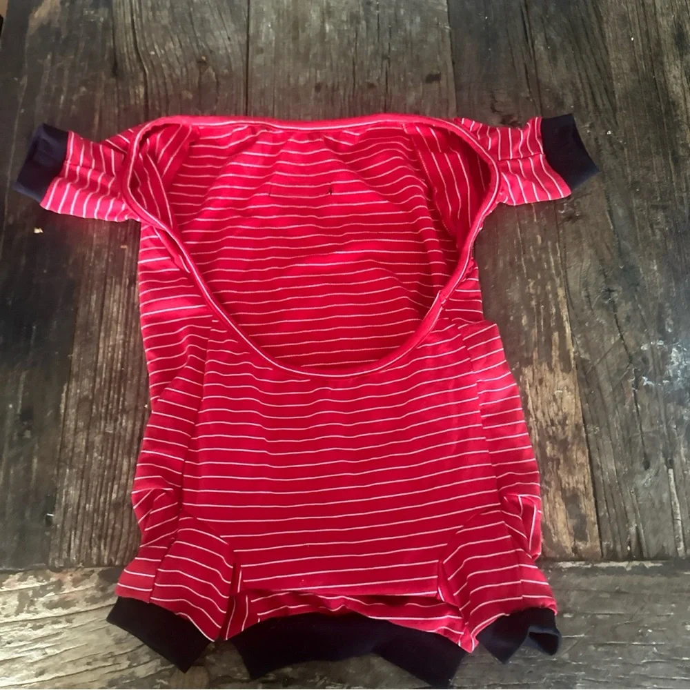 LoveThyBeast Stripe Dog Bodysuit Red Size Large